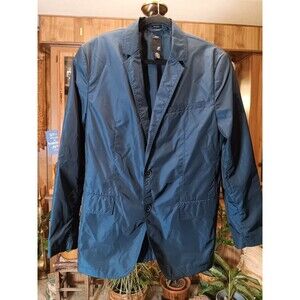J. Ferrar Slim Fit Navy Blue Nylon Sport Coat Blazer #93677 size L - rain proof